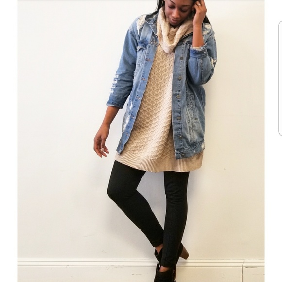 Soho South Jackets & Blazers - Oversized Denim Distressed Jacket